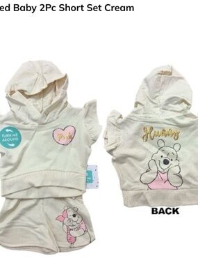 Cream Winnie the Pooh Hooded Shorts Set - Kids